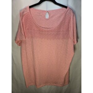 Talbots Pink Lace Front Tee Short Sleeve Casual Weekend Size 1X